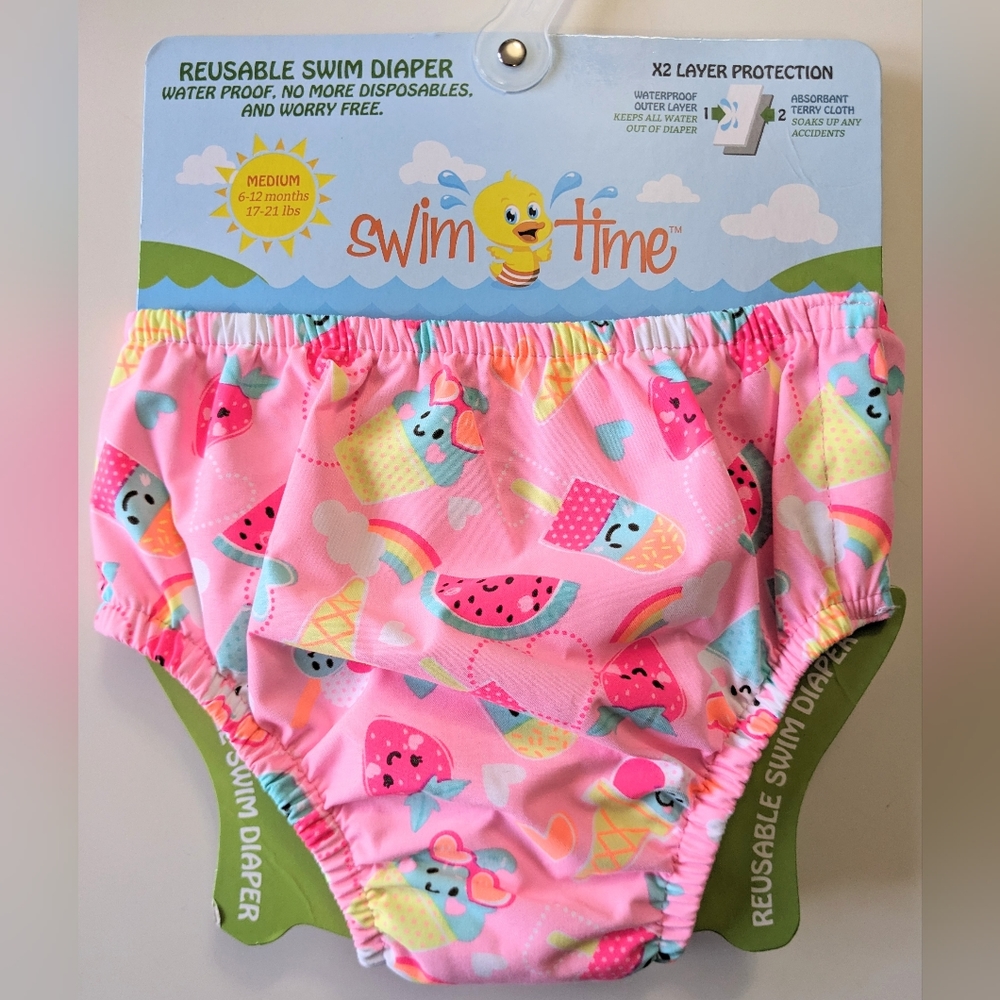 SWIM TIME, Reusable Swim Diaper, 6-12 Months/17-21 Lbs.